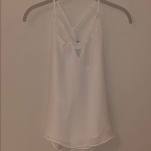 White Adjustable Tank Top with Cut-Out Front